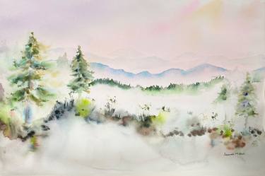 Evergreen Sunrise, 11×15-inch Original Watercolor thumb