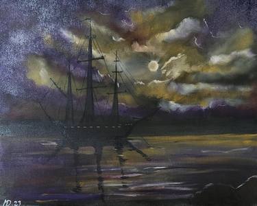 Ship in moonlight thumb