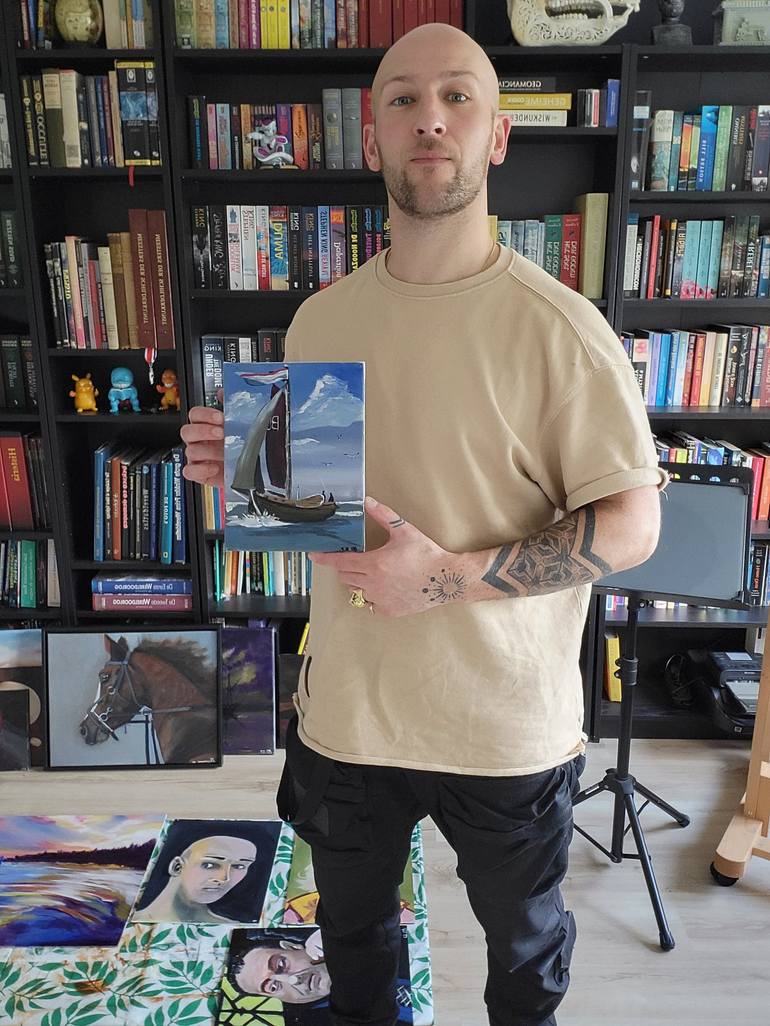 Original Illustration Boat Painting by Mark Dingemanse