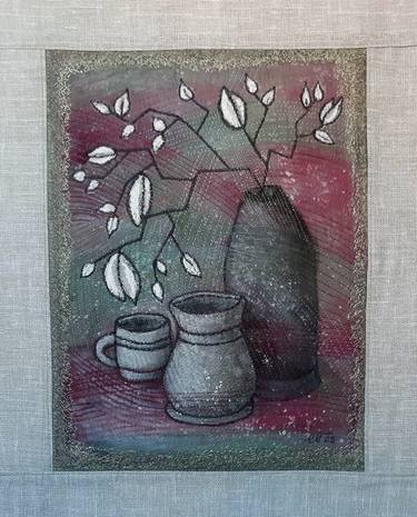 Fabric artwork "Branch in a stone vase" thumb