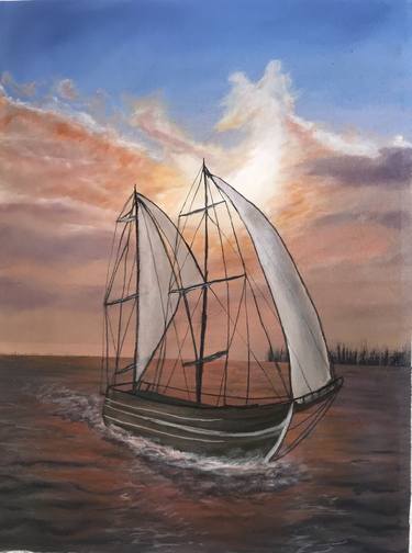 Sailboat seascape painting thumb