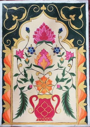 Original Art Deco Floral Painting by Arwa Palitanawala