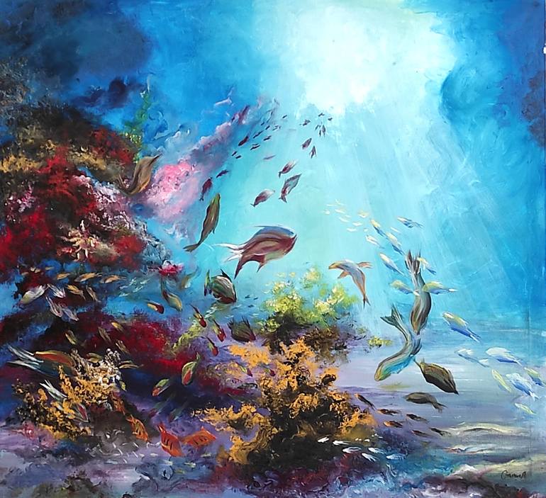 Print of Impressionism Seascape Paintings by Omima Aboelnasr