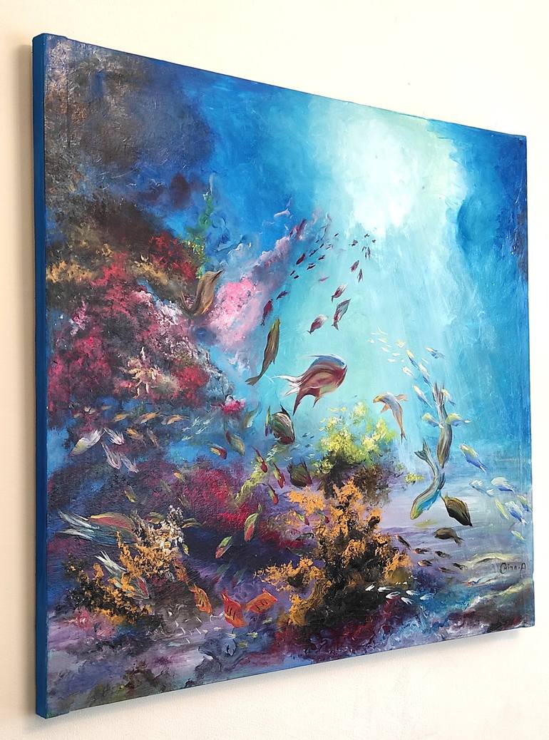 Original Impressionism Seascape Painting by Omima Aboelnasr