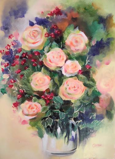 Original Impressionism Floral Paintings by Omima Aboelnasr