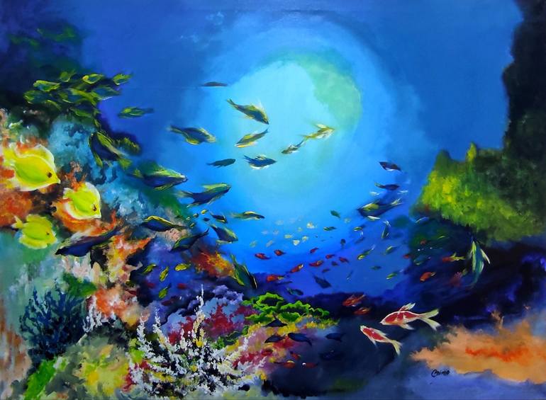 Print of Impressionism Seascape Paintings by Omima Aboelnasr
