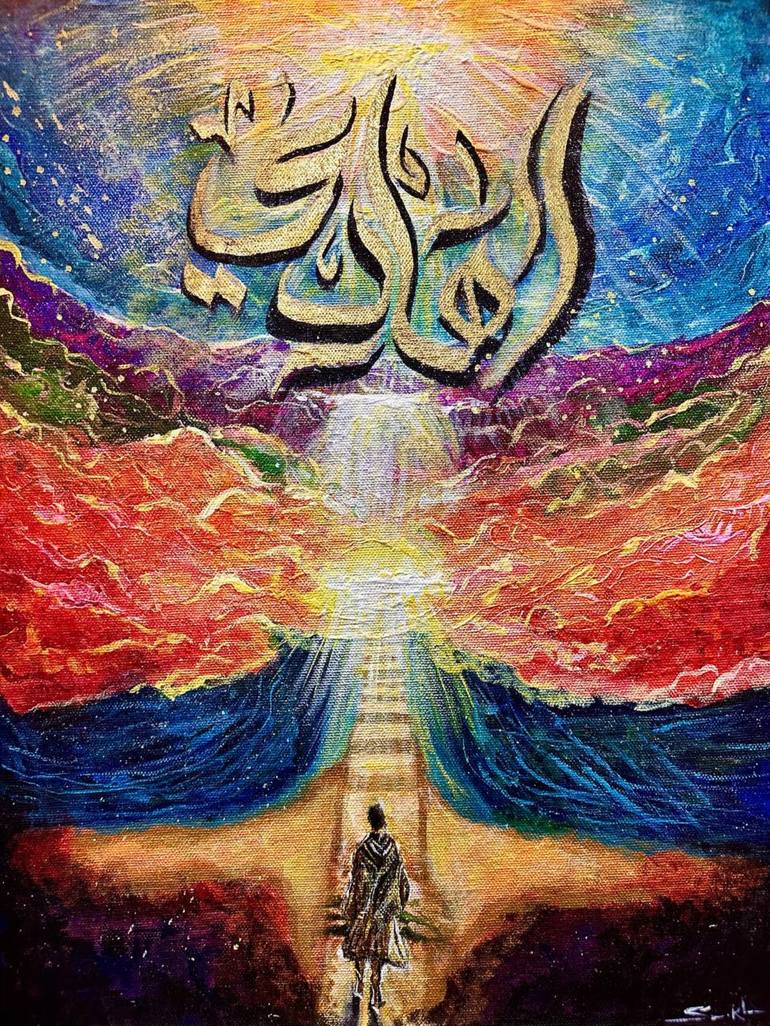 Original Fantasy Painting by Sanem Khan | Impressionism Art on Canvas | Al - Haadi The Guide "If God is your guide why fear the way "