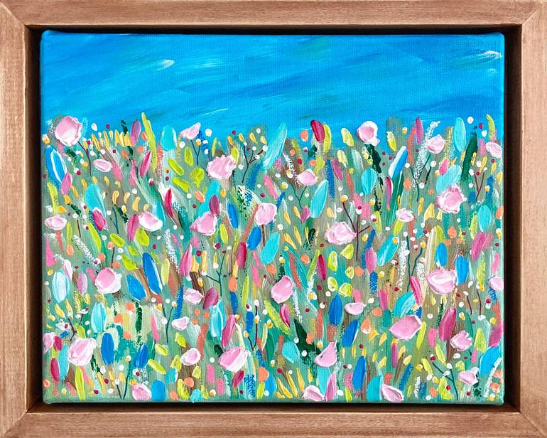 Original Garden Painting by Caro Bay | Abstract Art on Canvas | Les petits plaisirs de la vie (The little pleasures of life)
