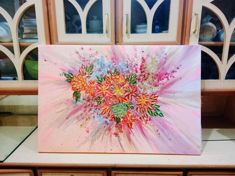 Original Abstract Floral Painting by Khansa Khushi