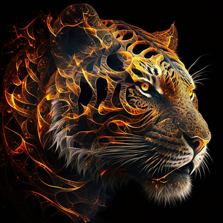 fractal tiger Digital by kenneth Thompson