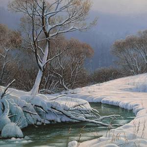 Collection Winter landscape and nature oil paintings on canvas