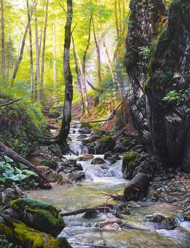 Original Realism Water Painting by Emil Mlynarcik