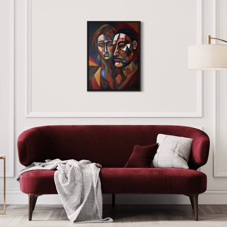 Original Cubism People Painting by Alan Simonton