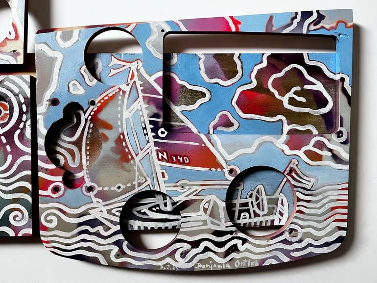 Original Abstract Sailboat Painting by Benjamin Ortleb