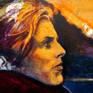 The year before David Bowie died in 2016 I made a series of paintings based on the film "The man who fell to earth" starring Bowie. I also took the front cover of "Low" as a template for further investigation. Splashes, colour dots and washes of diluted oils were spread out of the canvas before marking and defining the detailed drawing of both him and his partner (No. 2 of the series).