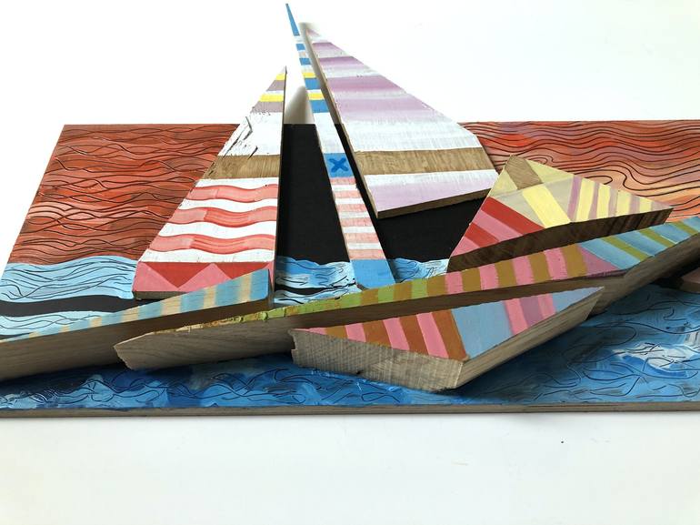 Original Abstract Sailboat Painting by Benjamin Ortleb