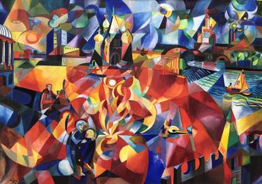 Print of Cubism Cities Paintings by Benjamin Ortleb