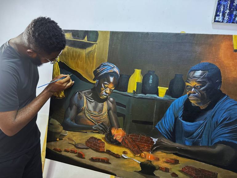 Original Conceptual Family Painting by Benedict Okpala