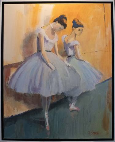 Ballet Dancers Oil on Canvas thumb