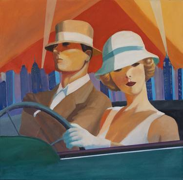 Original Art Deco People Paintings by Paul Scaturro