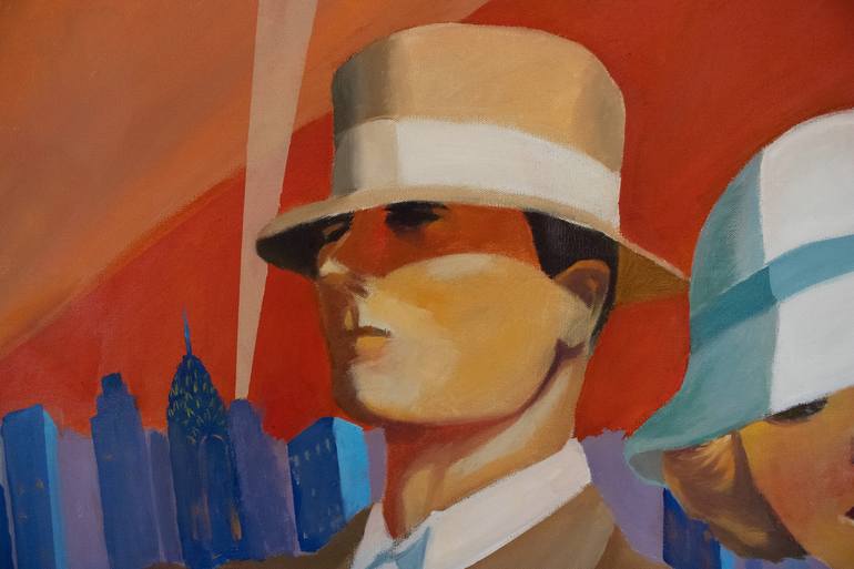 Original Art Deco People Painting by Paul Scaturro