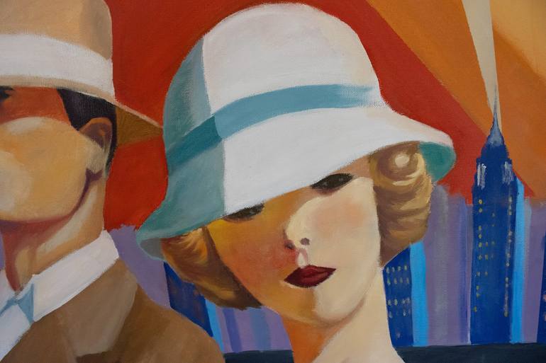 Original Art Deco People Painting by Paul Scaturro