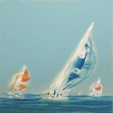 Original Modern Sailboat Printmaking by Pierre Doutreleau