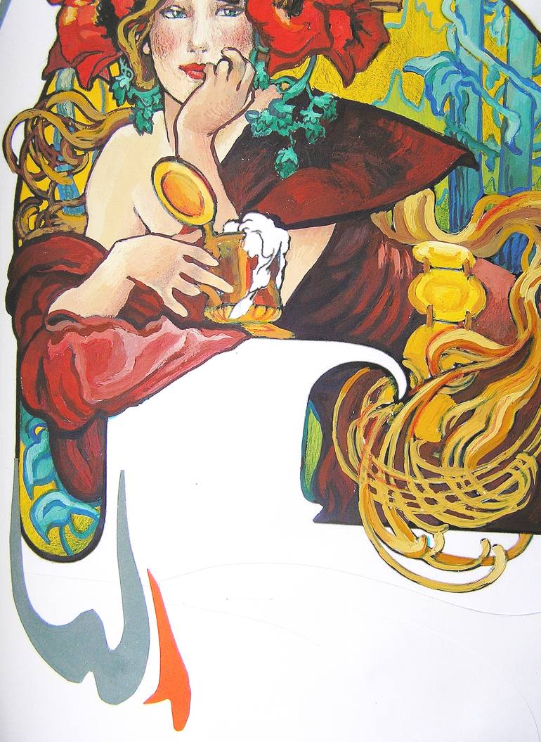 Original Art Deco Women Drawing by Evgeniia Karpacheva