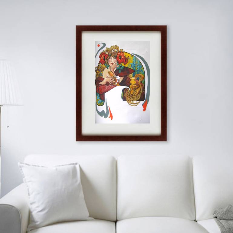 Original Art Deco Women Drawing by Evgeniia Karpacheva