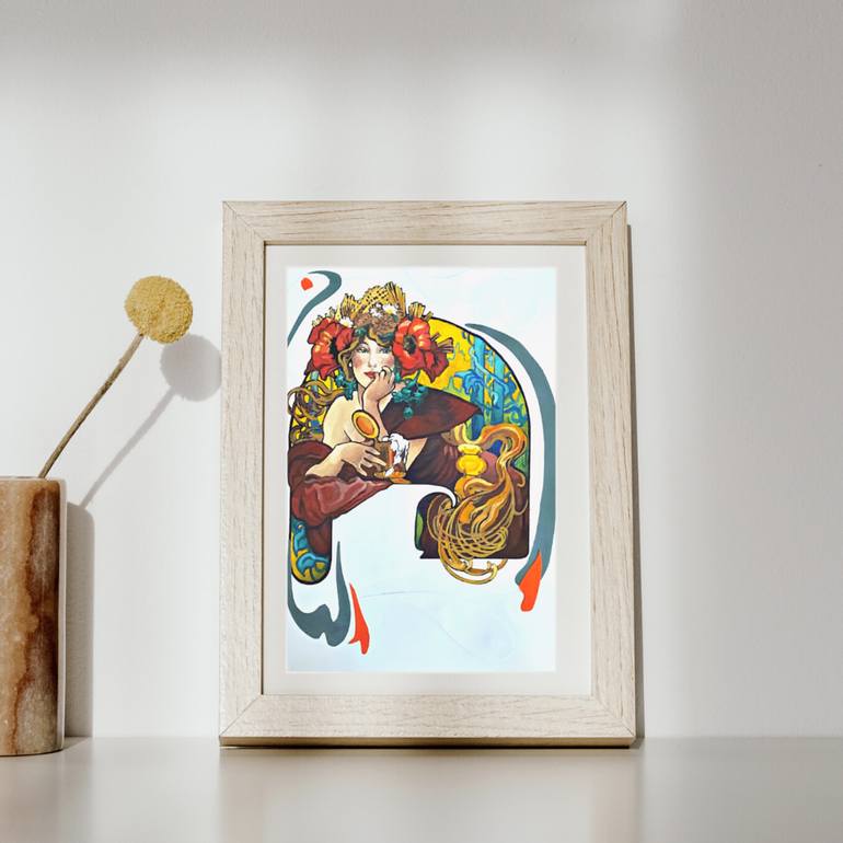Original Art Deco Women Drawing by Evgeniia Karpacheva