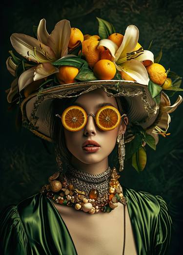 Luxury Vibe: Hyper-Detailed Portrait in Dark Green and Gold thumb