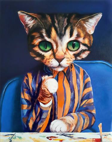 Print of Cats Paintings by Mykola Koidan