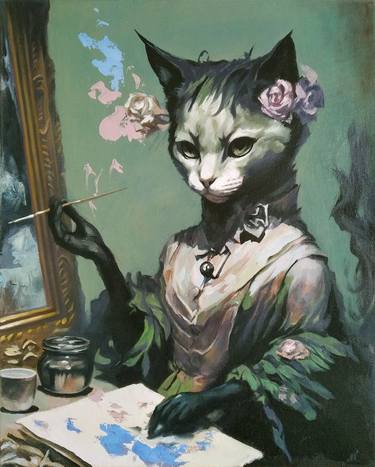 Print of Cats Paintings by Mykola Koidan