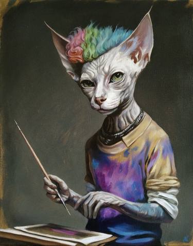 Print of Portraiture Cats Paintings by Mykola Koidan