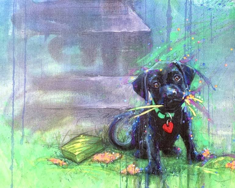 Original Expressionism Dogs Painting by Tonia Kay