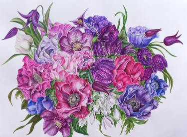 Print of Fine Art Floral Drawings by Maryana Chistol