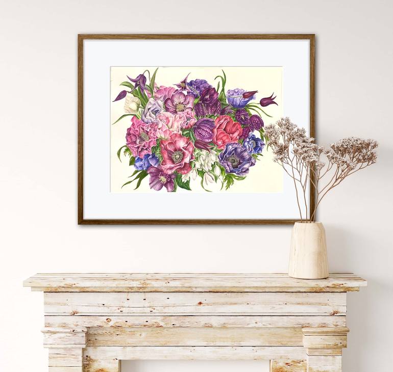 Original Contemporary Floral Drawing by Maryana Chistol