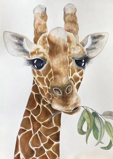 Giraffe children's room decor airy watercolor illustration thumb