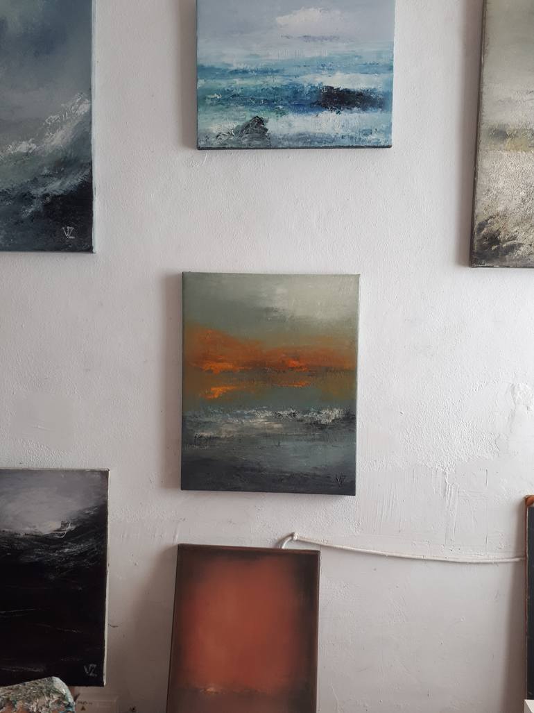 Original Minimalism Seascape Painting by Guillermo Vázquez Zamarbide