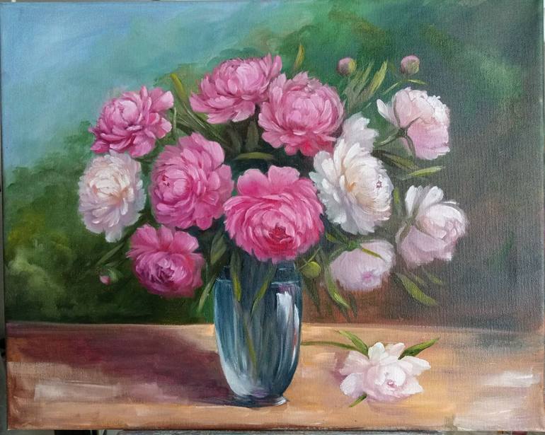 Original Realism Floral Painting by Rita Mozor