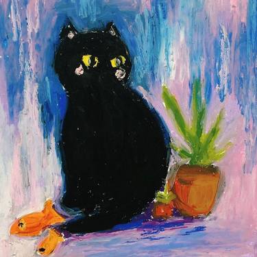 Original Expressionism Cats Paintings by Mika Ponn