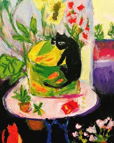 Original Illustration Cats Paintings by Mika Ponn