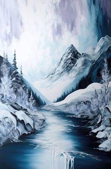 Winter mountain lake landscape thumb