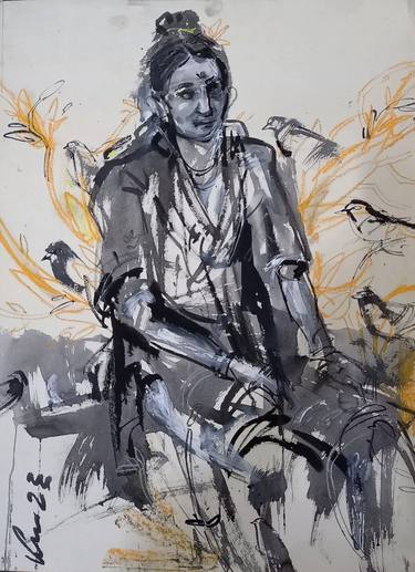 Original Abstract Women Drawings by kishore ghosh