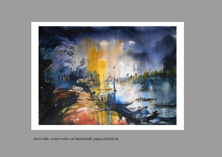 Original Contemporary Boat Painting by Kishore Ghosh