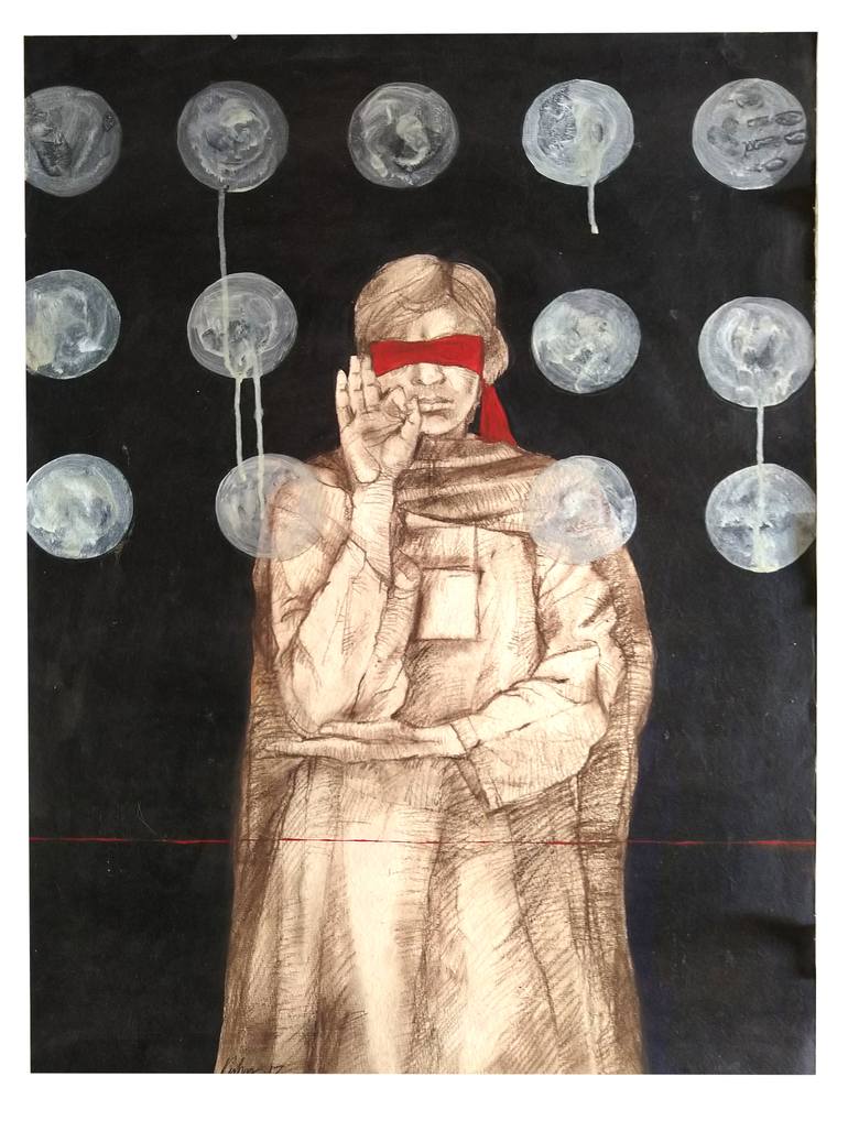 Original Conceptual People Painting by Kishore Ghosh