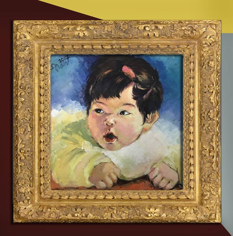 Original Portraiture Children Painting by Lan Dang