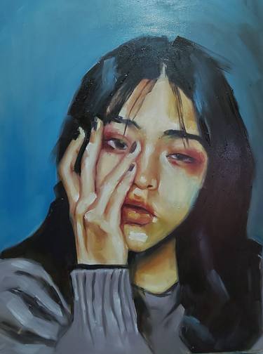 Original Figurative Portrait Paintings by ujang ismail