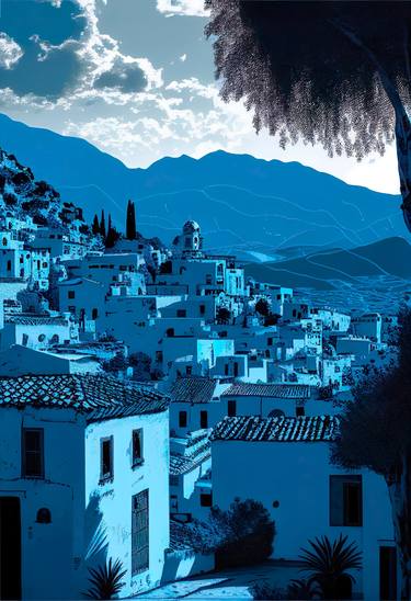 Under the Blue Sky of Chefchaouen - Moroccan Art thumb