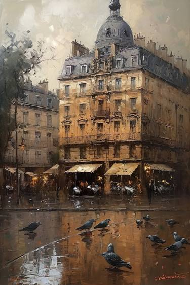 Doves of Paris - Oil Painting thumb